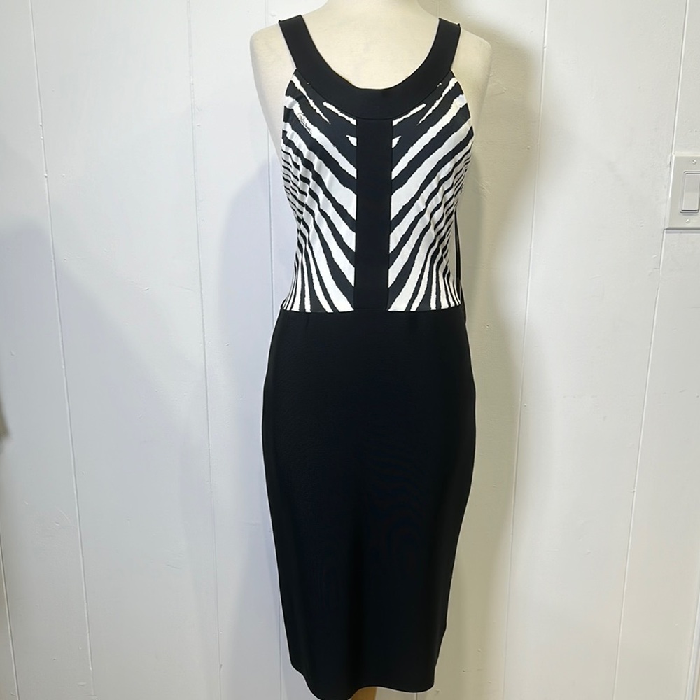 Roberto Cavalli Black and White dress NWT open back logo size 46